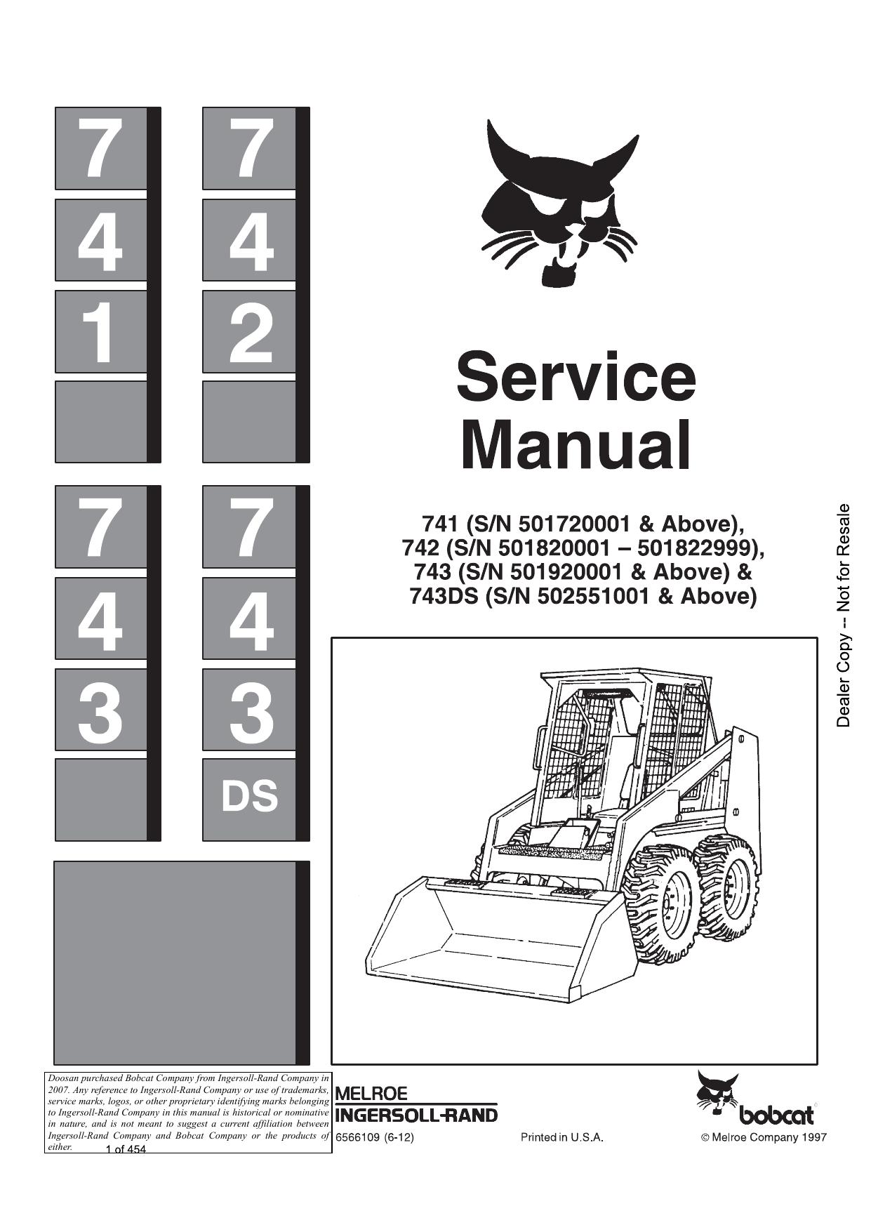 741 742 743 743DS Loader Service Manual Bobcat